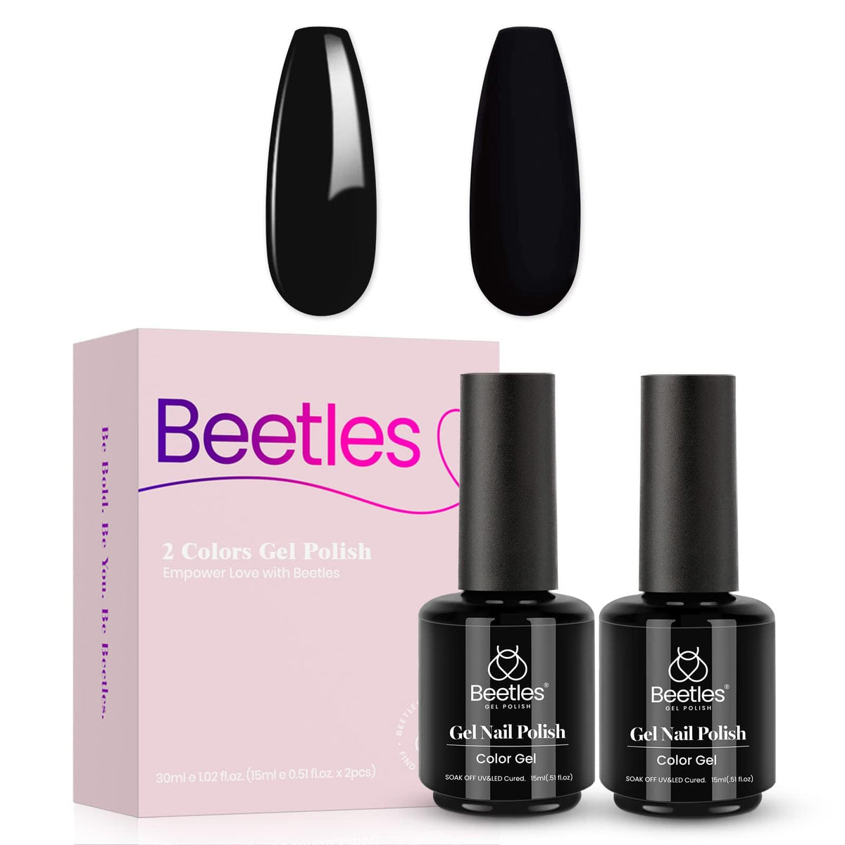 beetles Gel Polish Black Gel Nail Polish on manicured nails