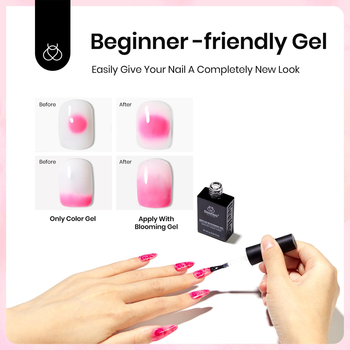 beetles Gel Polish Blooming Gel 10ML with nail art brush