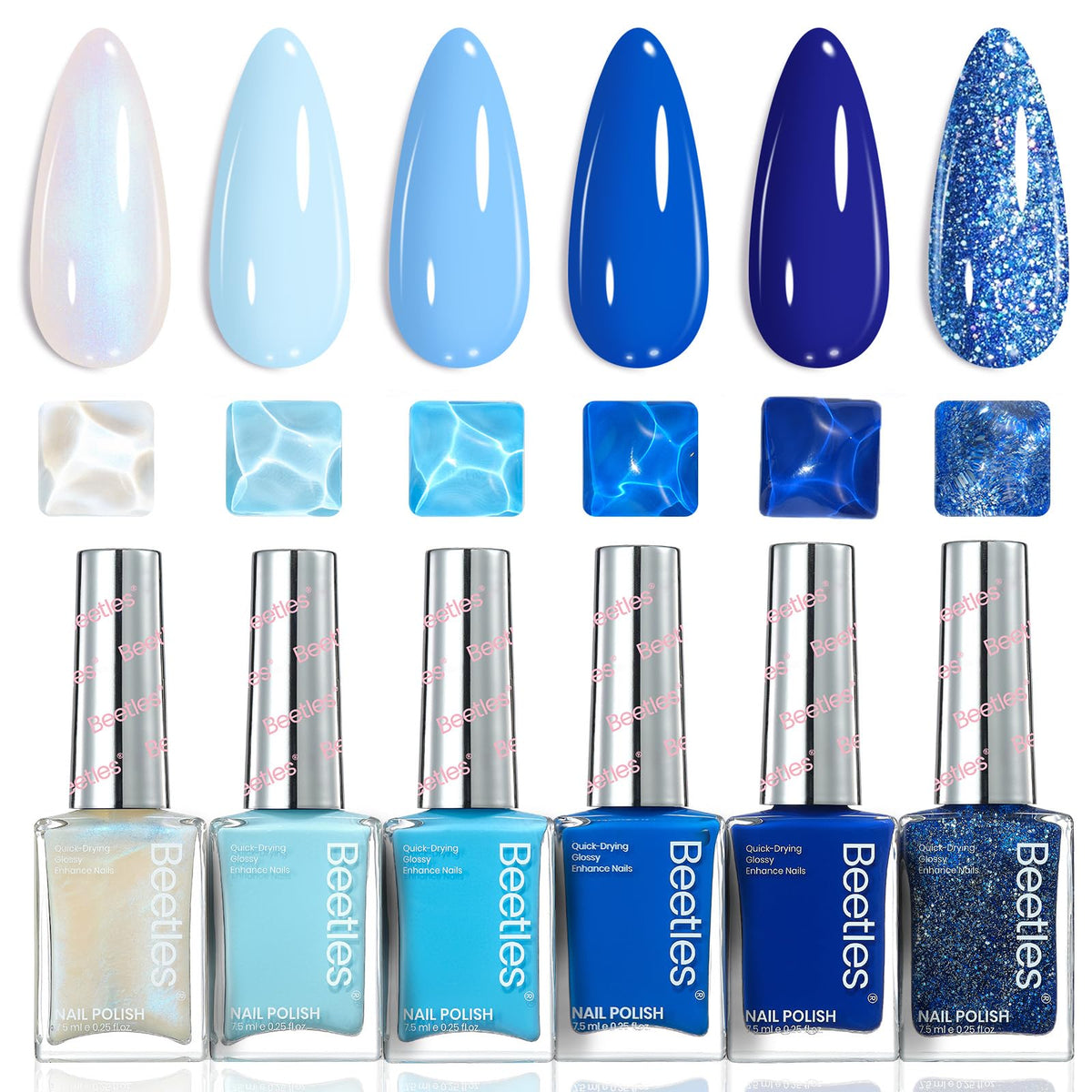beetles Gel Polish Blue Nail Polish Set Ocean Starlight front view