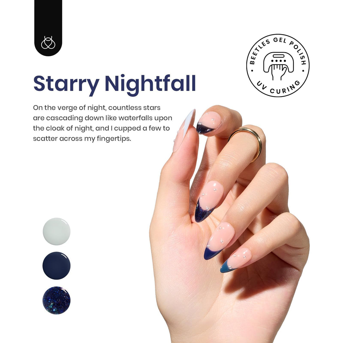 beetles Gel Polish blue-white sparkle shade bottle