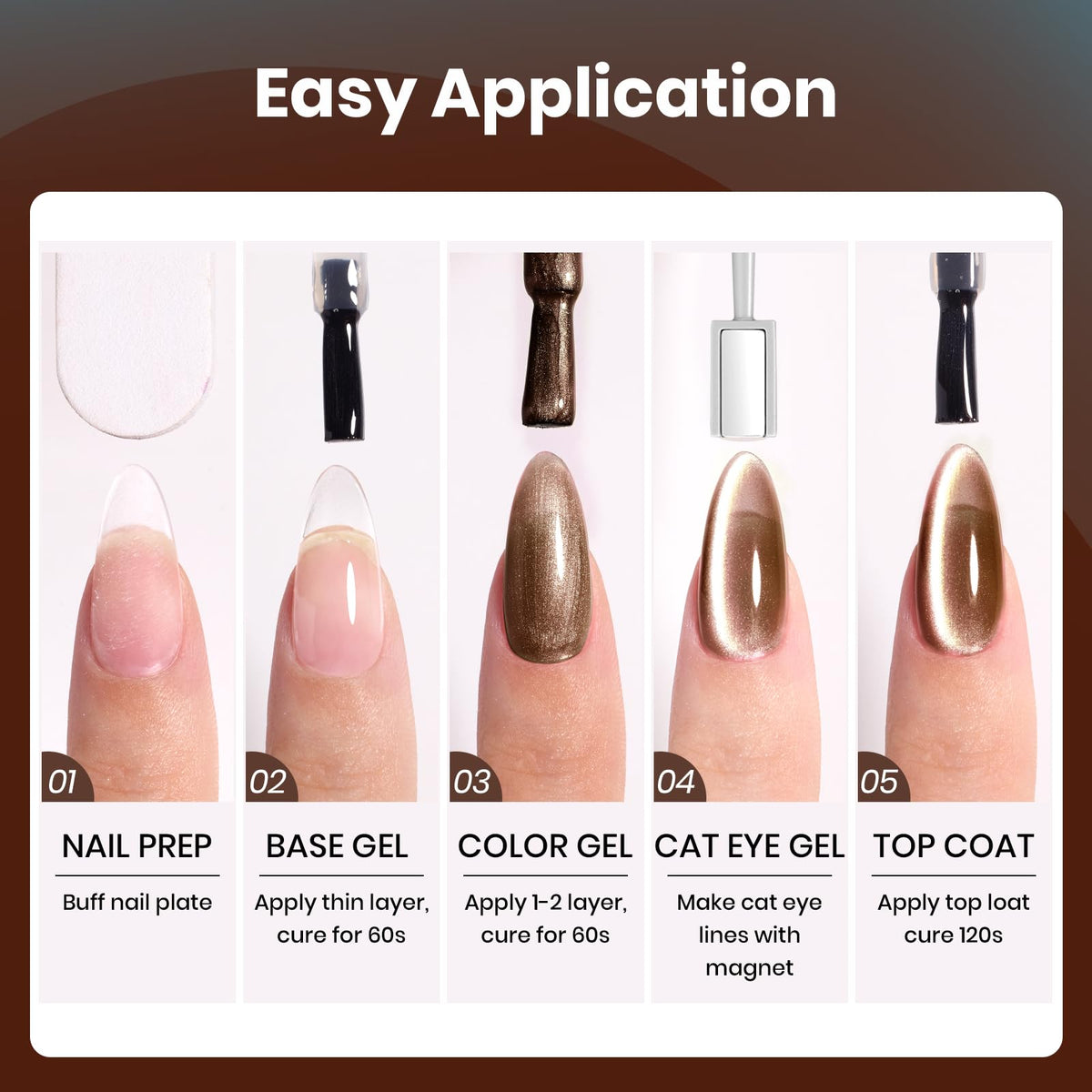 beetles Gel Polish Brown Cat Eye Gel Nail Polish 15ML in lifestyle setting