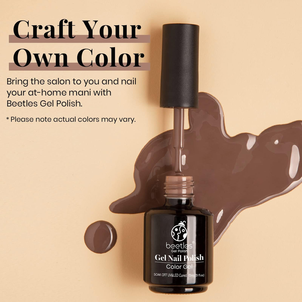 beetles Gel Polish Brown Gel Nail Polish 15ML application on nails