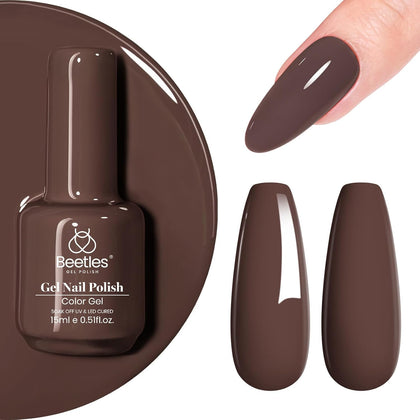 beetles Gel Polish Brown Gel Nail Polish 15ML bottle front view