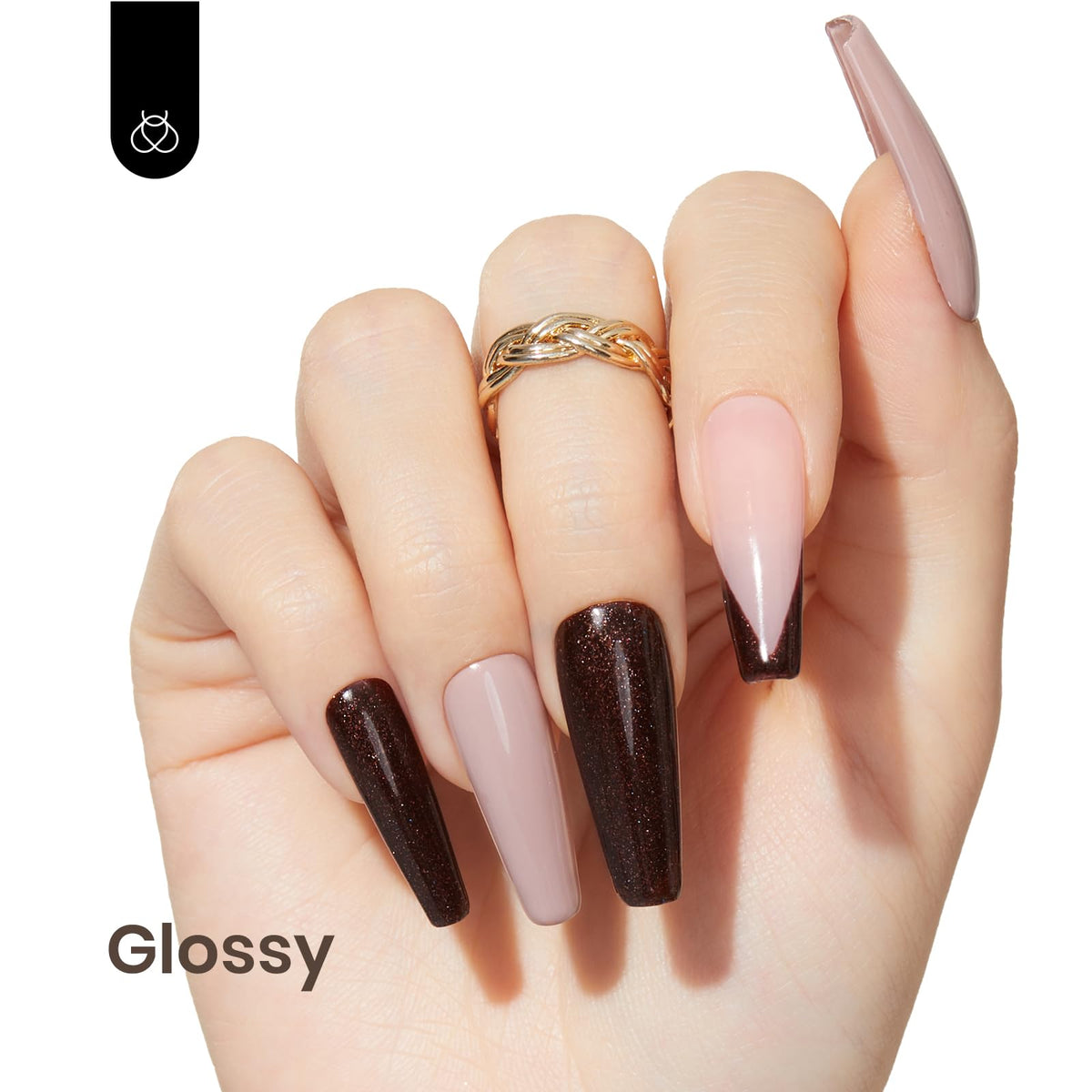 beetles Gel Polish Brown Glitter Gel Nail Polish 15ml bottle side view