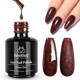 beetles Gel Polish Brown Glitter Gel Nail Polish 15ml front view