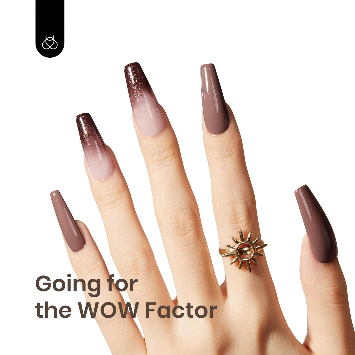 beetles Gel Polish Brown Glitter Gel Nail Polish 15ml in packaging
