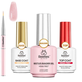 beetles Gel Polish Builder Gel Set 15ml pink glitter builder gel front view