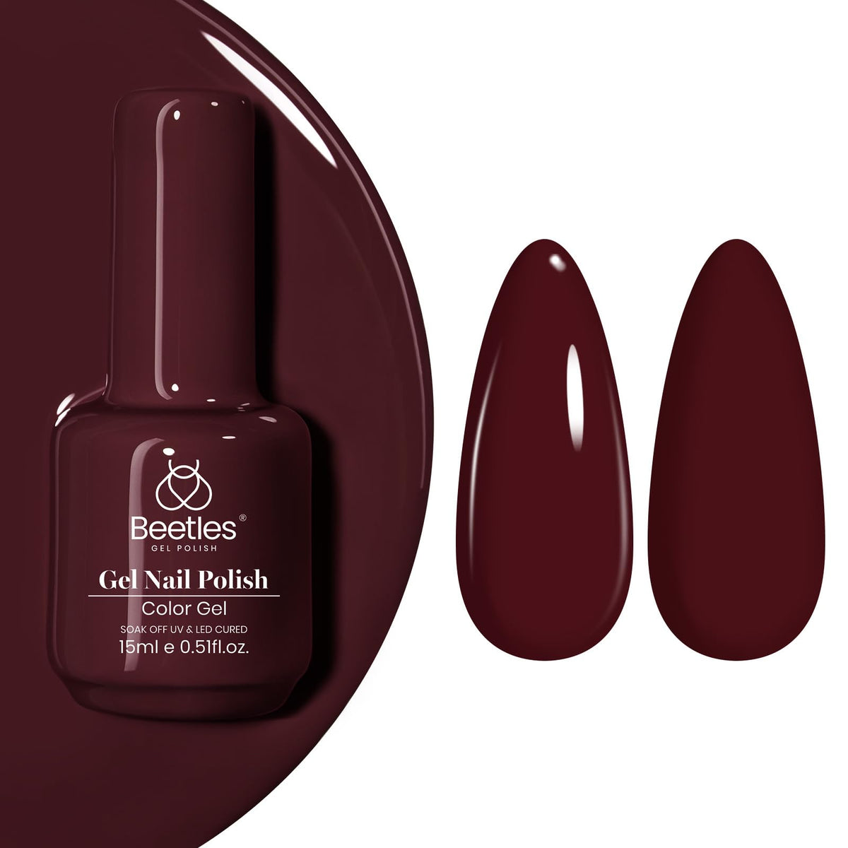beetles Gel Polish Burgundy Gel Nail Polish 15ml front view