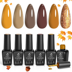 beetles Gel Polish Caramel Swirl Set front view with six gel bottles