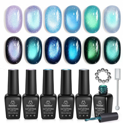 beetles Gel Polish Cat Eye Gel Nail Polish Set front view with six colours