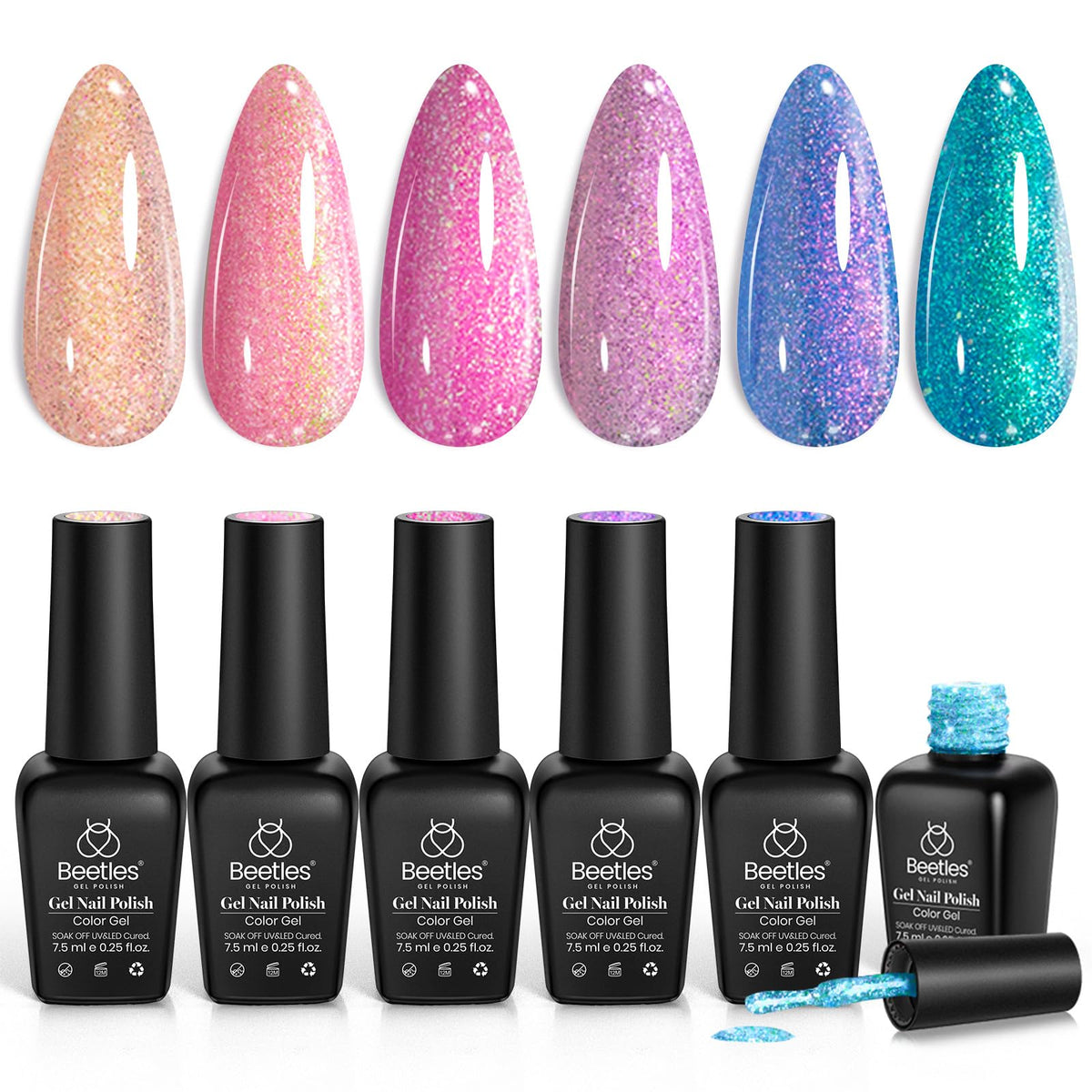 beetles Gel Polish Chameleon Set 6 colours front view