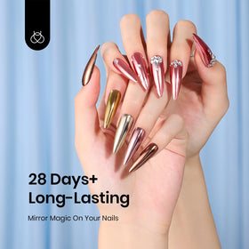 beetles Gel Polish Chrome Top Coat Gel 7.5ml application on nails
