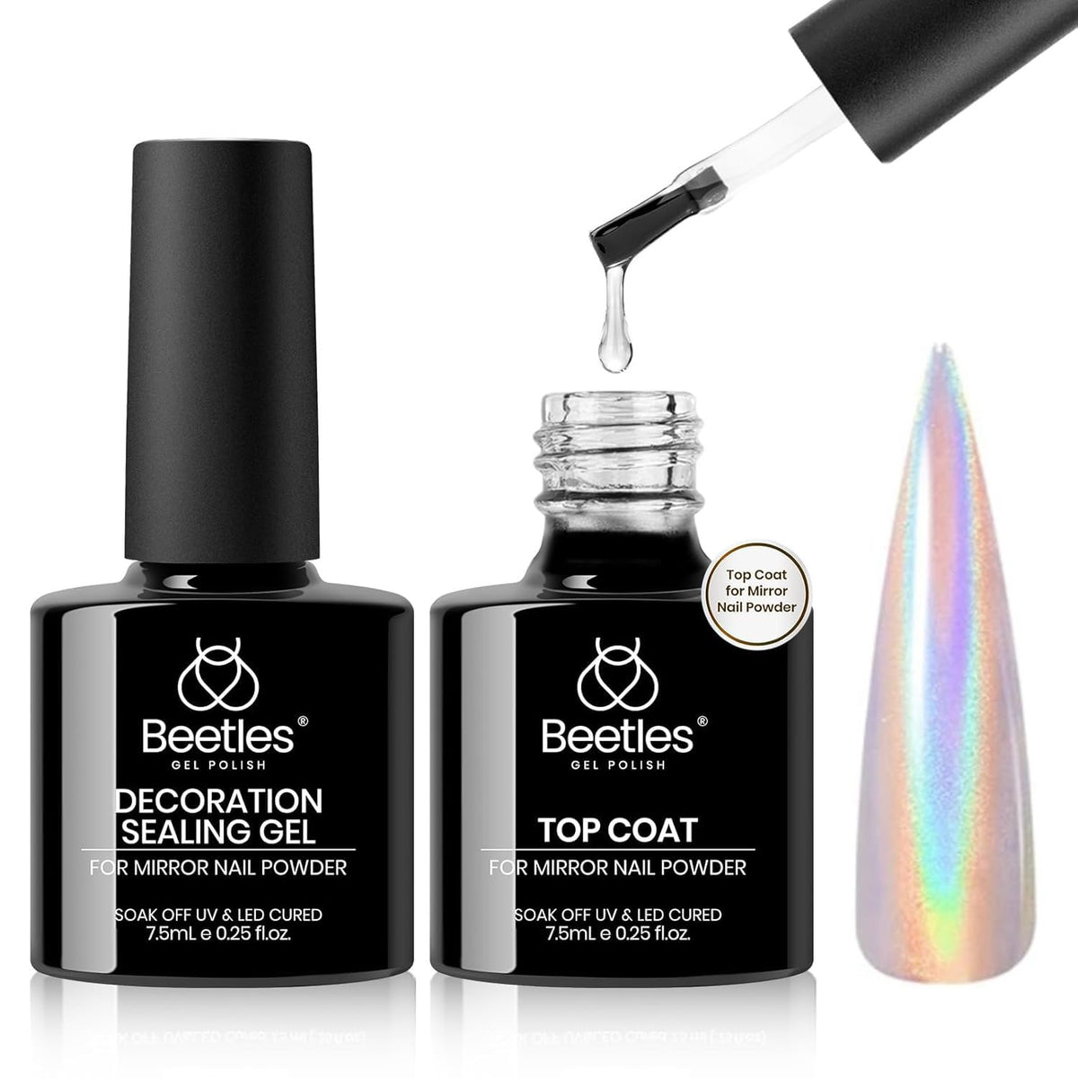 beetles Gel Polish Chrome Top Coat Gel 7.5ml front view