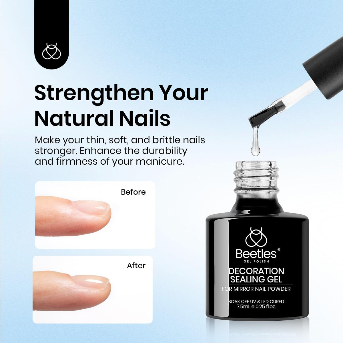 beetles Gel Polish Chrome Top Coat Gel 7.5ml with nail art accessories