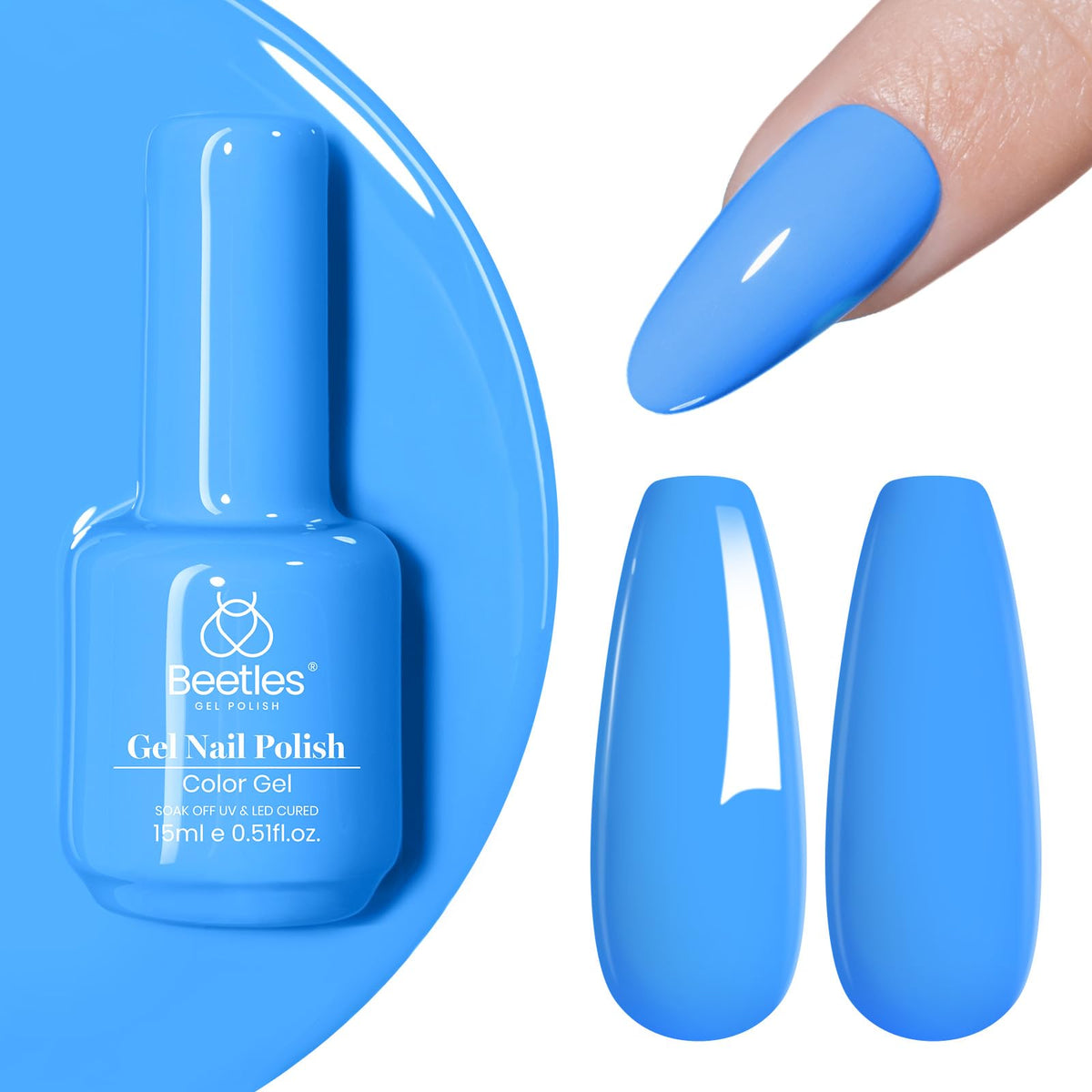 beetles Gel Polish Coastal Holiday Bliss blue gel nail polish bottle front view
