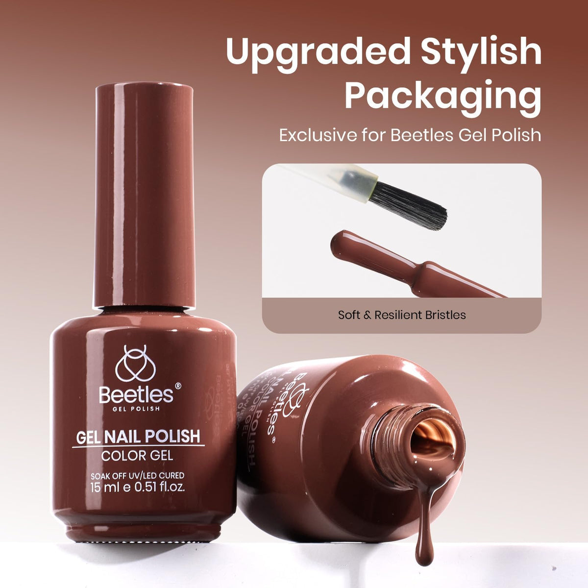 beetles Gel Polish Cocoa Luxe Dark Brown Gel Nail Polish in a beauty setup