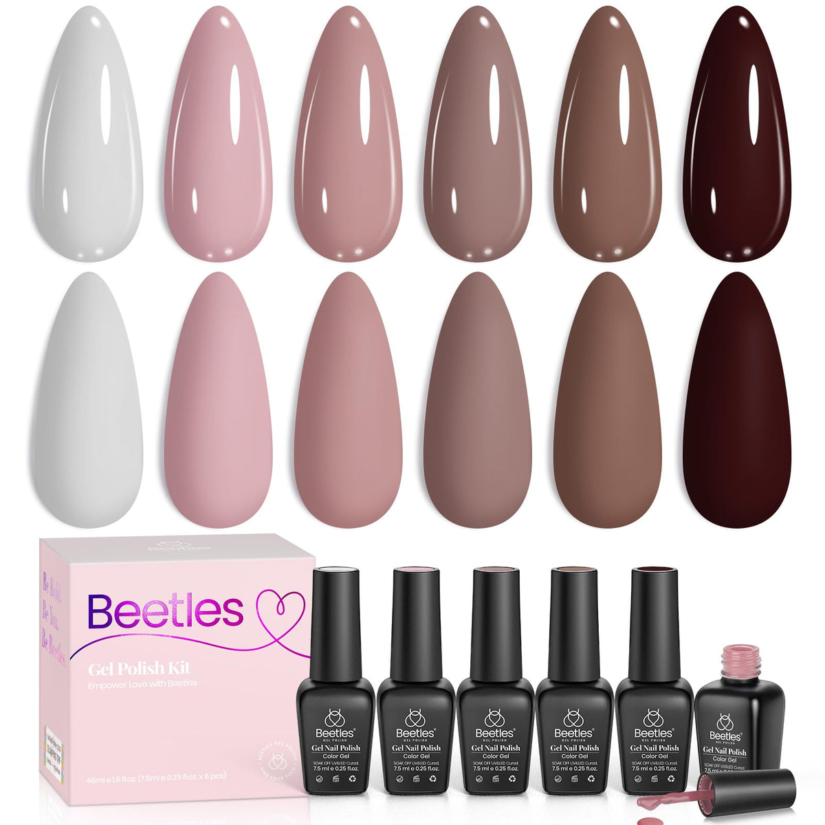 beetles Gel Polish Coffee Time Collection front view with 6 bottles