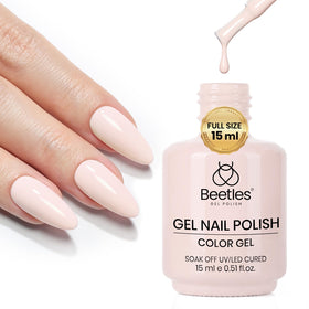 beetles Gel Polish Creamy Almond with nail tools