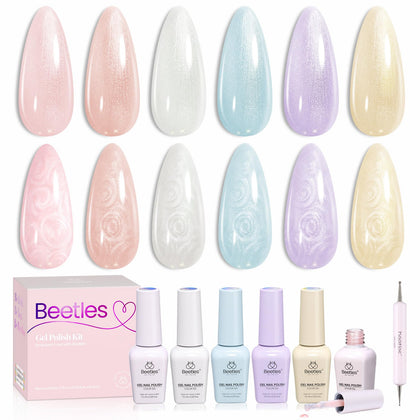 beetles Gel Polish Creamy Twist 6 pearlescent shades front view