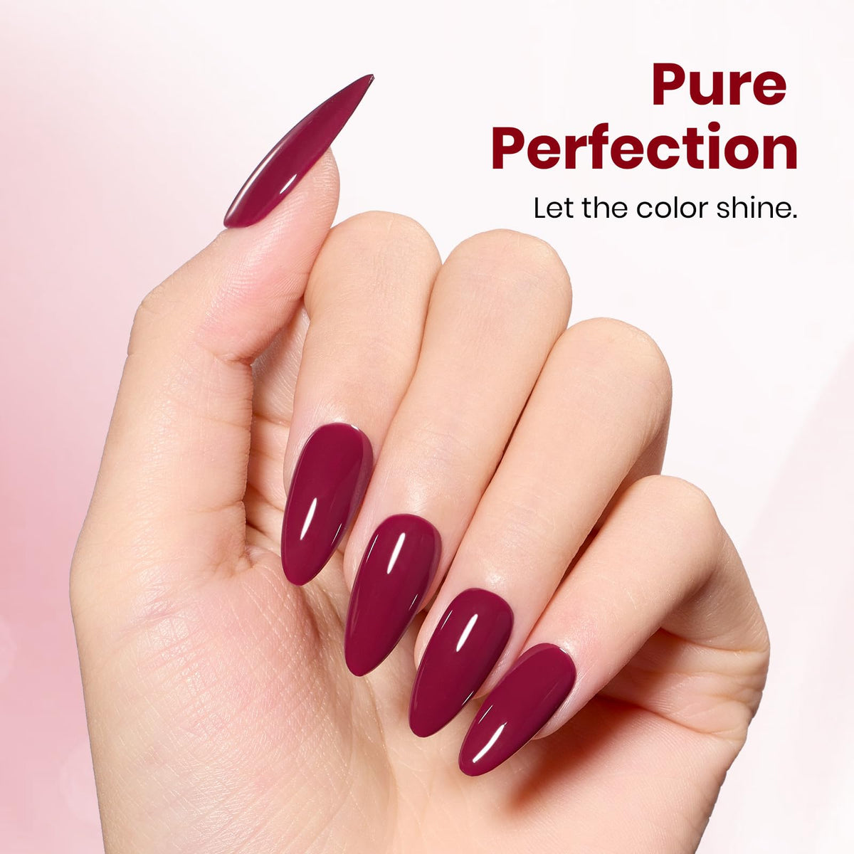 beetles Gel Polish Dark Red Gel Nail Polish application on nails