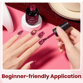 beetles Gel Polish Dark Red Gel Nail Polish on a manicure table