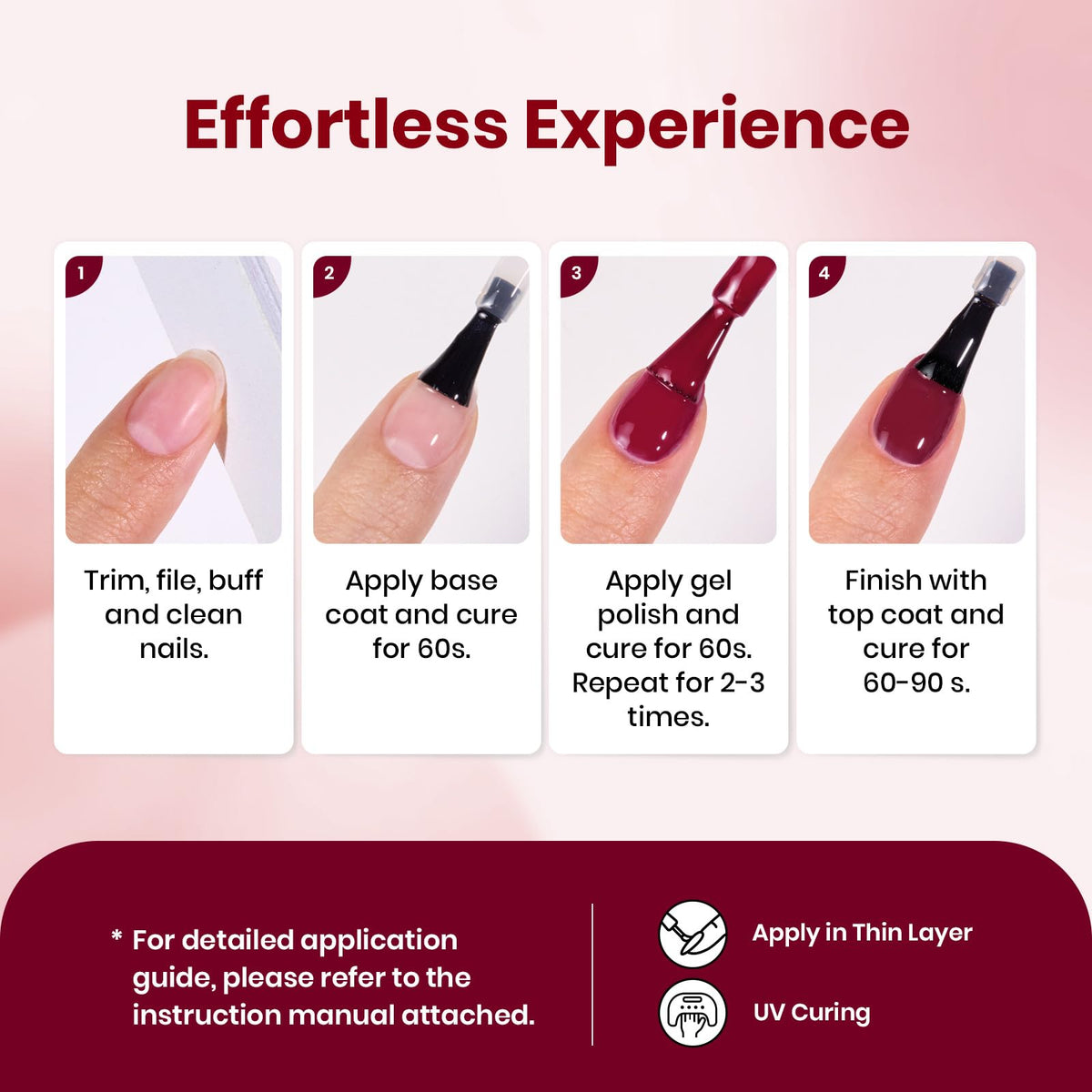 beetles Gel Polish Dark Red Gel Nail Polish with a UV lamp