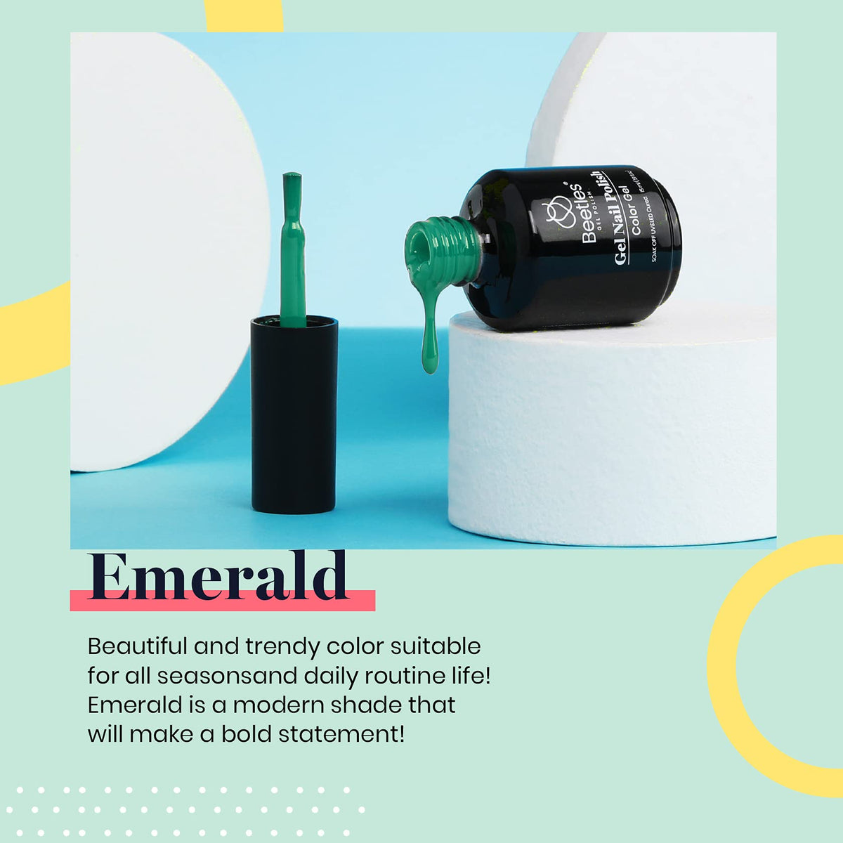 beetles Gel Polish Emerald Green Gel Nail Polish 15ML packaging