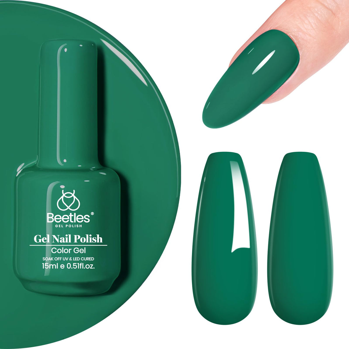 beetles Gel Polish Emerald Green Gel Nail Polish 15ML with nail tools