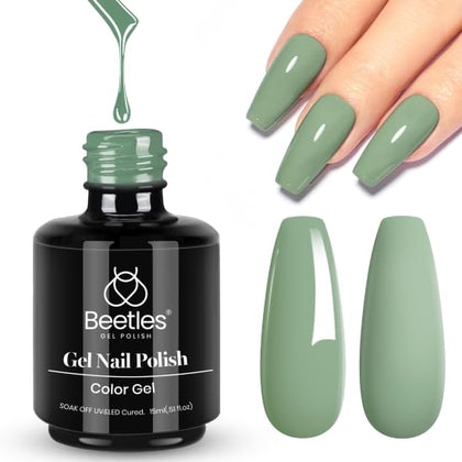 Beetles Gel Polish Eucalyptus Green 15ML bottle front view