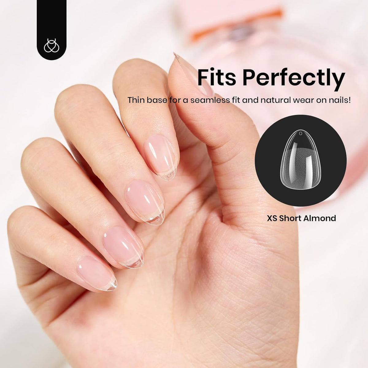 beetles Gel Polish Extra Short Almond Nail Tips close-up