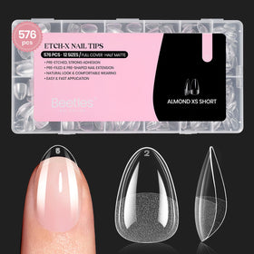 beetles Gel Polish Extra Short Almond Nail Tips front view