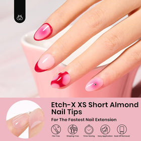 beetles Gel Polish Extra Short Almond Nail Tips on display