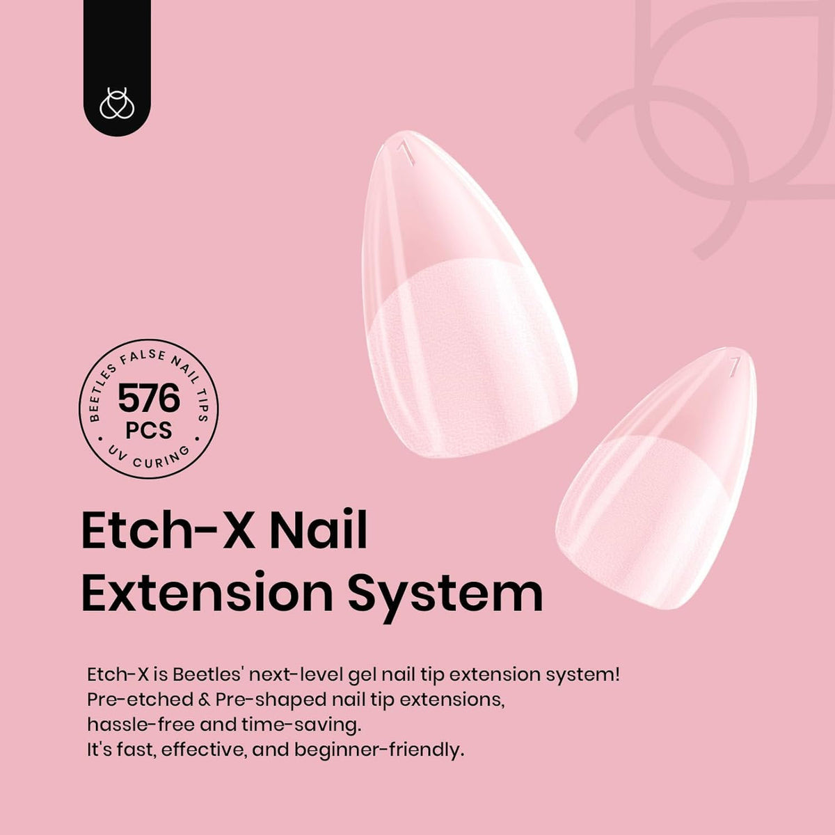 beetles Gel Polish Extra Short Almond Nail Tips packaging