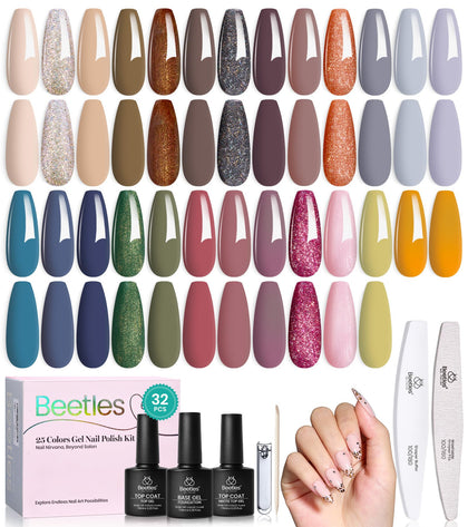 beetles Gel Polish Fall Gel Nail Polish Set front view with 25 colours