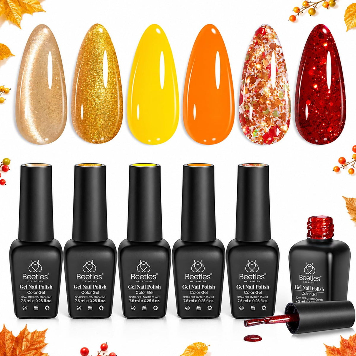 beetles Gel Polish Fall Gel Polish Set featuring six vibrant colours