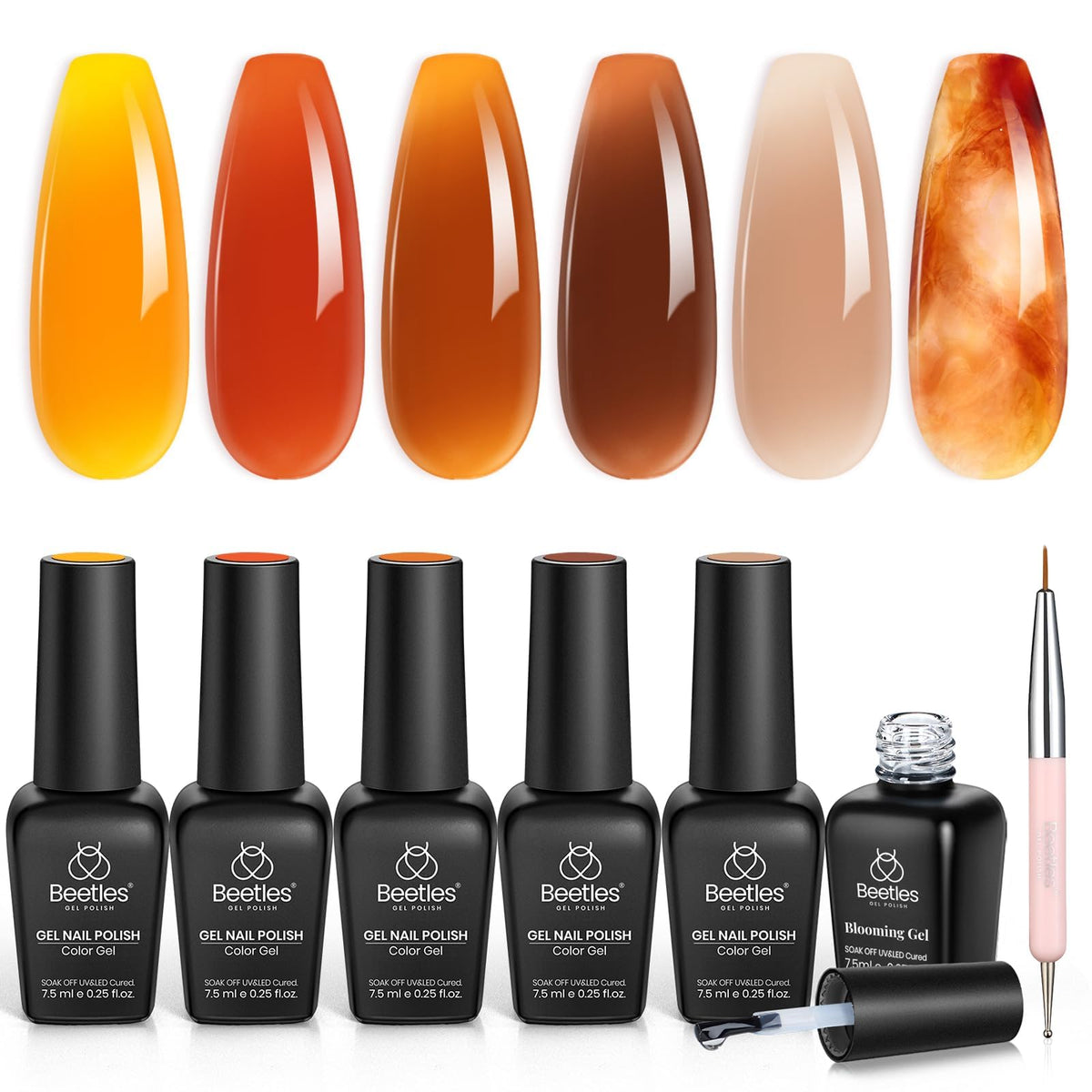 beetles Gel Polish Fall Gel Polish Set with 5 sheer shades and blooming gel