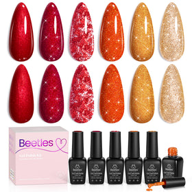 beetles Gel Polish Fall Glitter Set front view with six bottles
