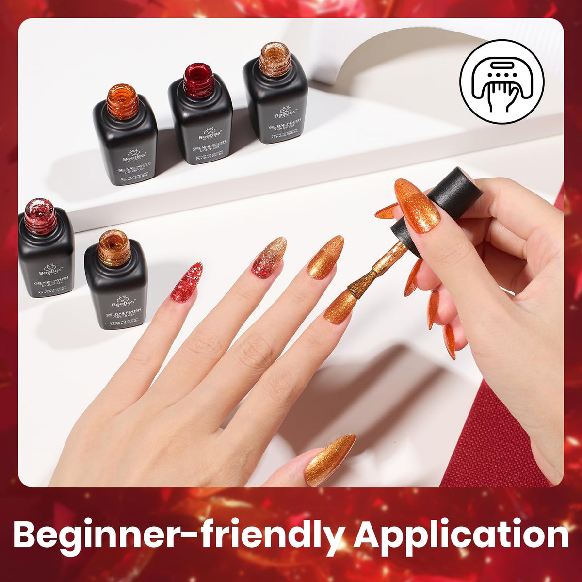 beetles Gel Polish Fall Glitter Set in lifestyle setting