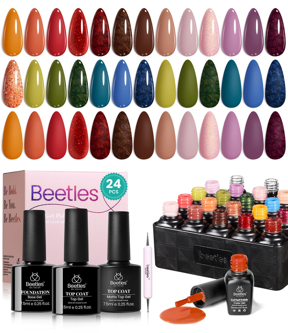 beetles Gel Polish Fall Set 20 colours front view