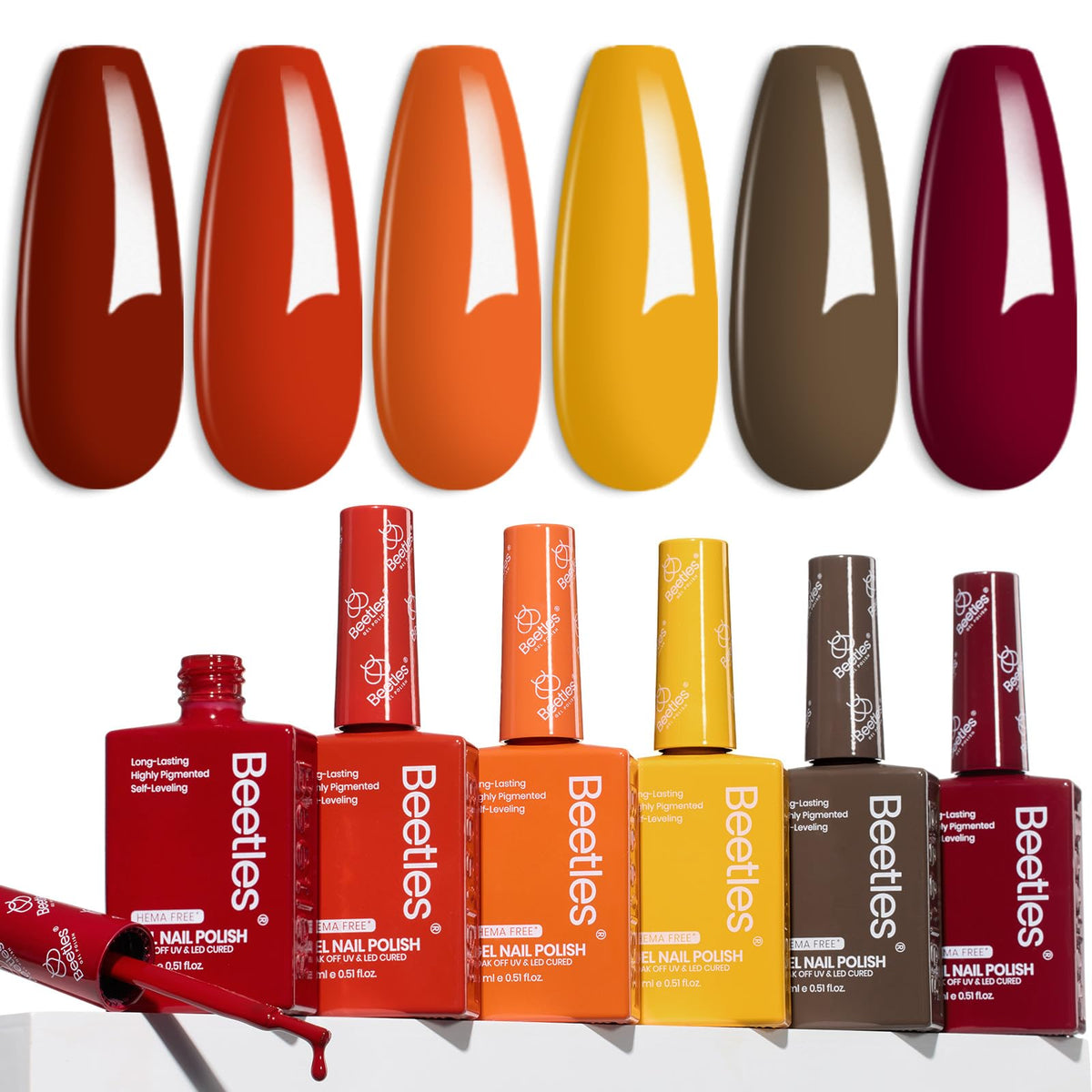 beetles Gel Polish Fall Set 6 colours front view