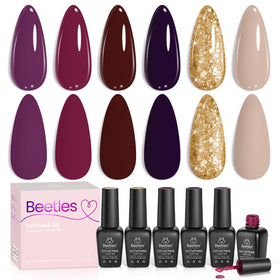 beetles Gel Polish Fall Set 6 shades including rich burgundy and deep plum