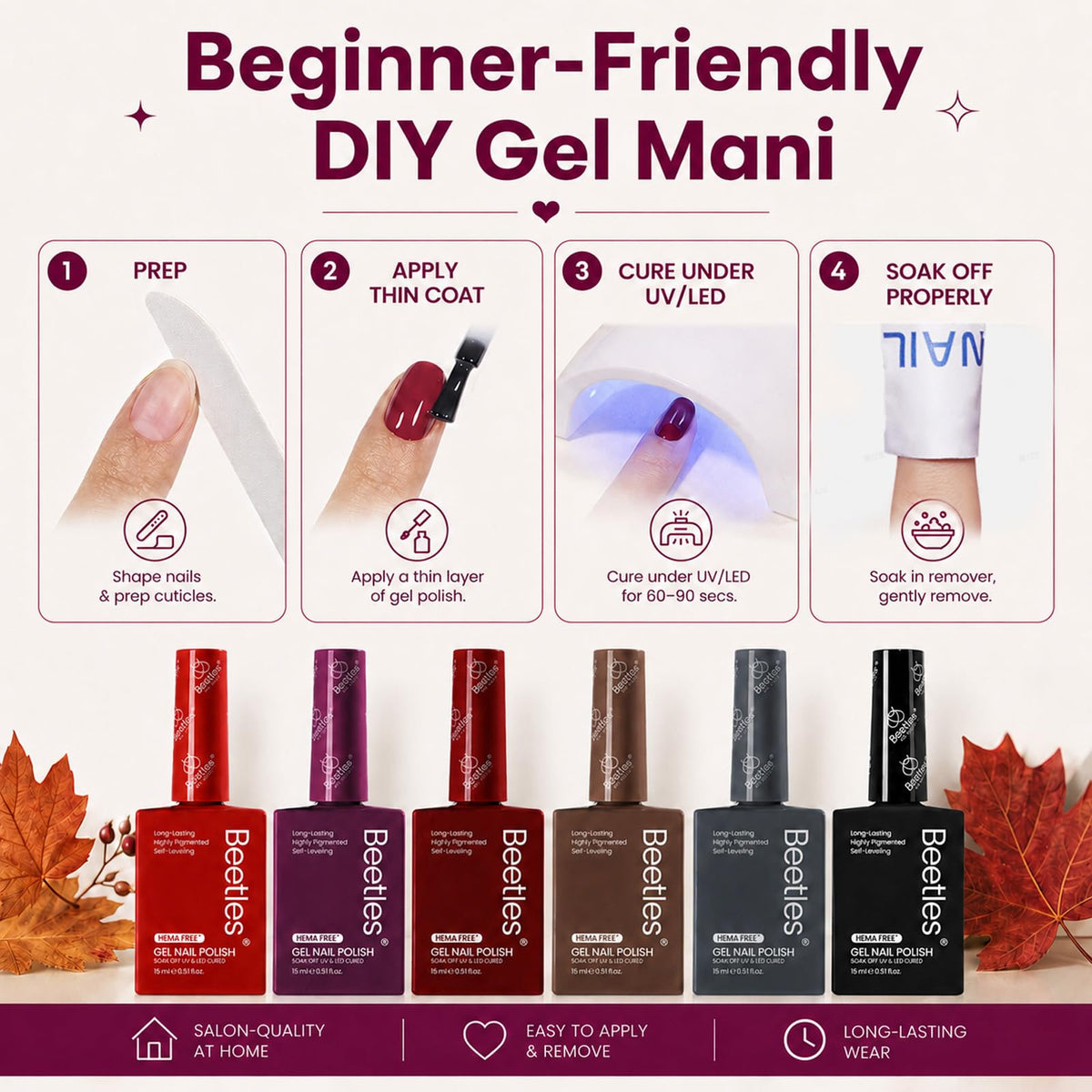 beetles Gel Polish Fall Set with all five bottles displayed