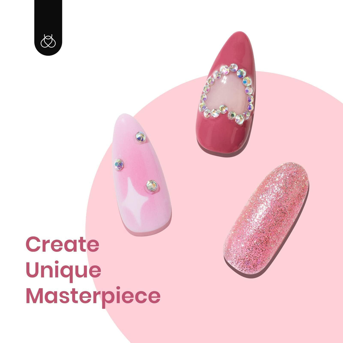 beetles Gel Polish five pink-red gel bottles with white liner gel