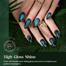 beetles Gel Polish forest green shade on nails