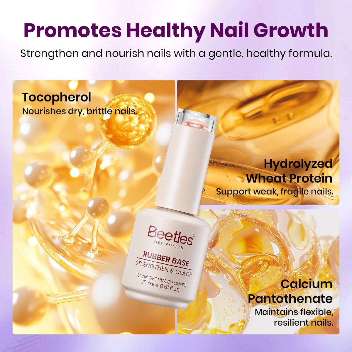 beetles Gel Polish Gentle Garden Rubber Base Gel set displayed with flowers