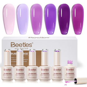 beetles Gel Polish Gentle Garden Rubber Base Gel Set front view with six bottles