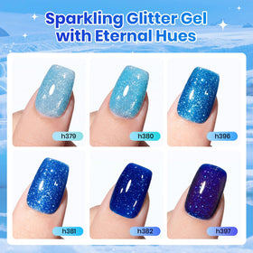 beetles Gel Polish Glacier Diamond Blue Gel Nail Polish application on nails