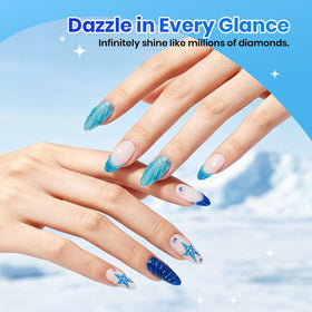 beetles Gel Polish Glacier Diamond Blue Gel Nail Polish set with glitter effects