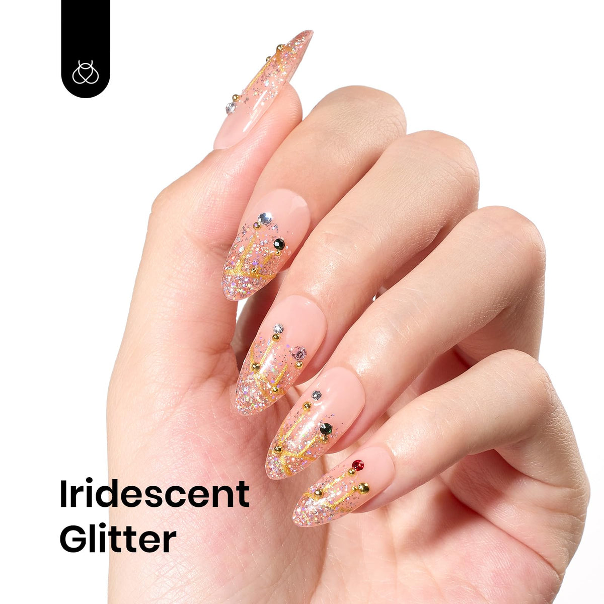 beetles Gel Polish Glitter Gel Nail Polish 15ML Rose Gold applied on nails