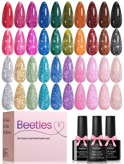 beetles Gel Polish Glitter Gel Nail Polish Set with 20 colours